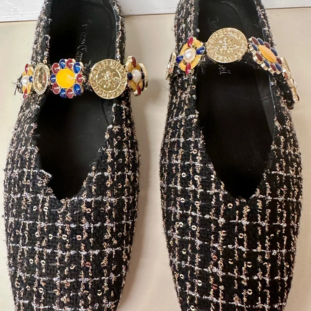Jeffrey Campbell Black and Gold Loafers - Picture 2 of 5